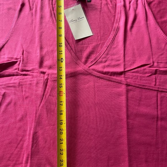 TERRY LEWIS New Cascading Open Cardigan 65% Silk 45% Cotton Fuchsia, Size 3X - Picture 8 of 10